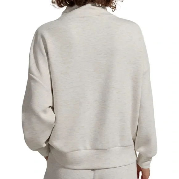 NEW Varley Hawley Half Zip Sweatshirt in Ivory Marl - Picture 2 of 7